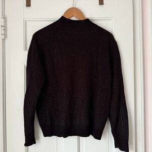 Ann Taylor Black Sweater With Rhinestone Embellishments Size Large